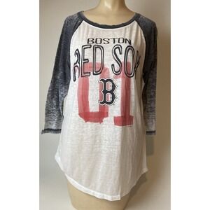 Boston Red Sox 5th & Ocean Size Womens L Gray MLB baseball tee burnout thin